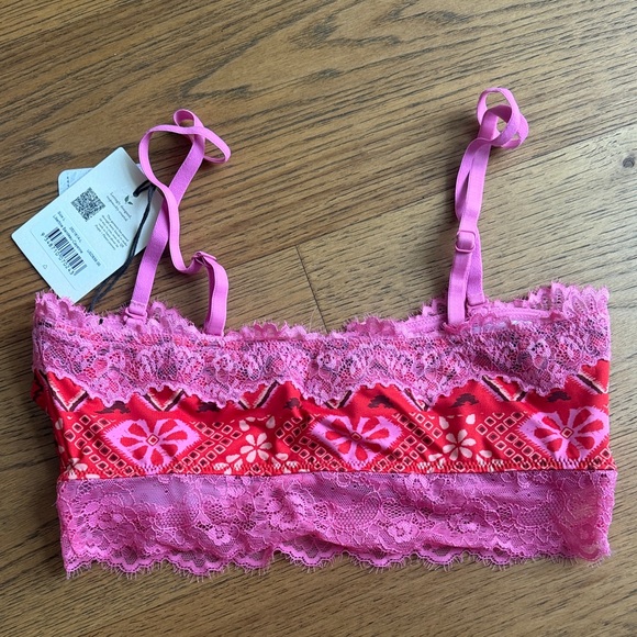 NWT Spell - Free People Pink and Red Lace Bralette - Picture 2 of 3